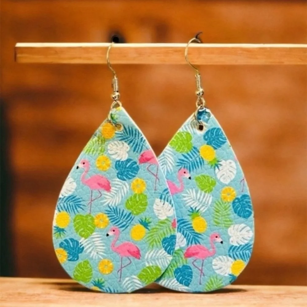 Tropical Faux Leather Earrings!